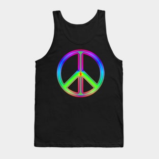 Rainbow Neon Peace Sign Tank Top